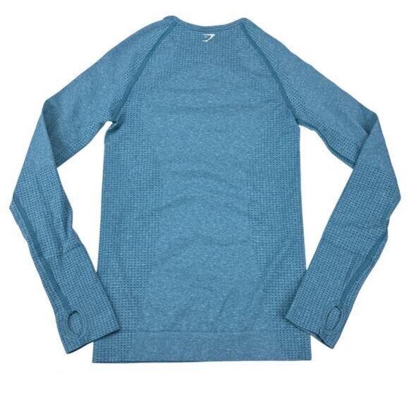 Gymshark Vital Long Sleeve Top In Tahoe Teal Marl Size Small - Picture 5 of 7